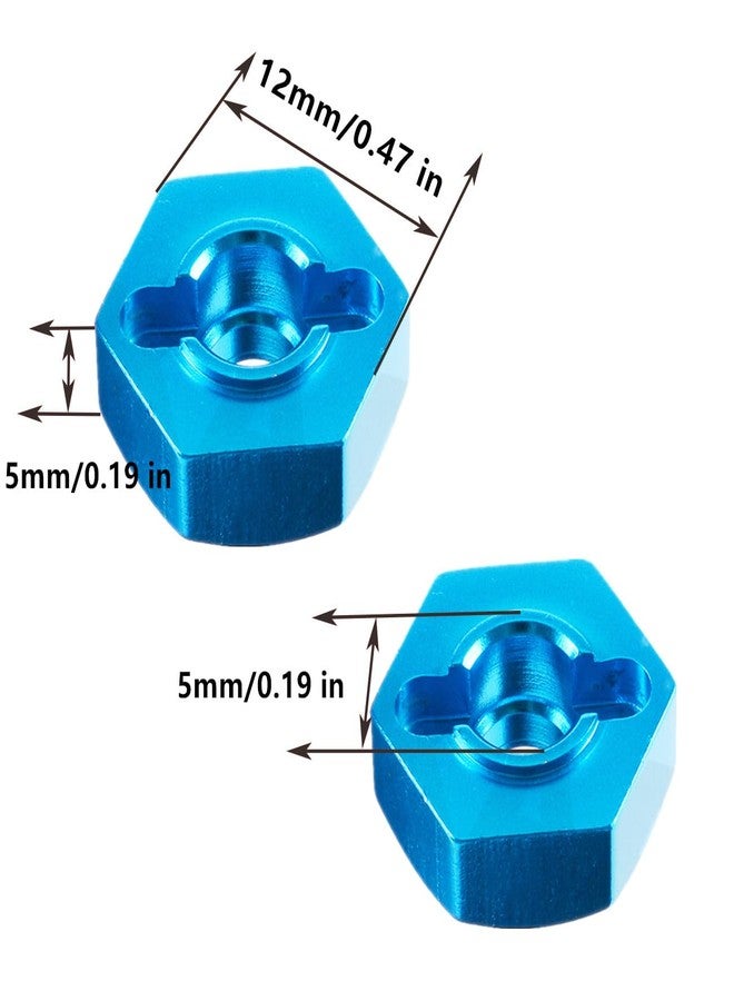 UURCSKY 8pcs/Set Aluminum 12mm Wheel Hex Hubs Drive Adapter 5mm Thickness with 2x10mm pins for Redcat Axial HSP WLtoys Himoto Truck Model Car Upgrade Parts(Blue) - Image 2